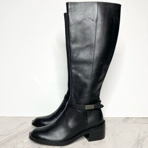 New! Linea Paolo Kamile Black Wide Calf Riding Boot 6M